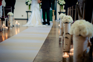 Wedding decorations using Birch Logs