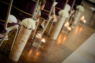 Birch Log wedding topiaries